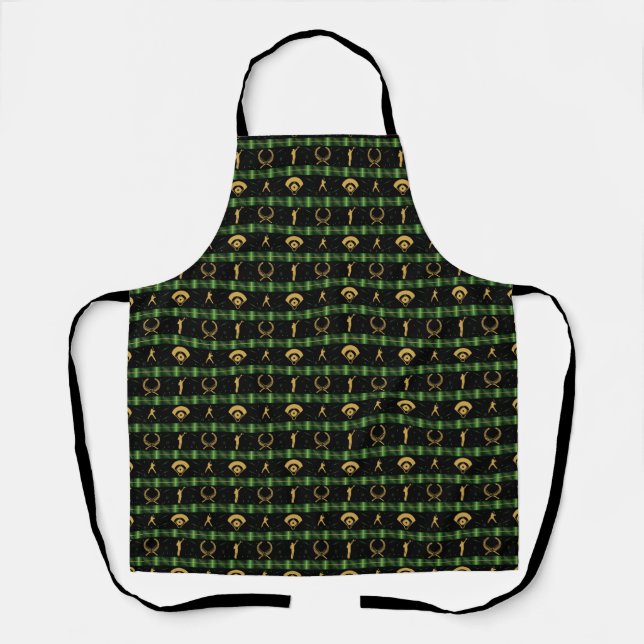 Christmas Baseball Player - Green Check Apron (Front)