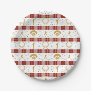 Christmas Baseball Player - Red Green Paper Plate