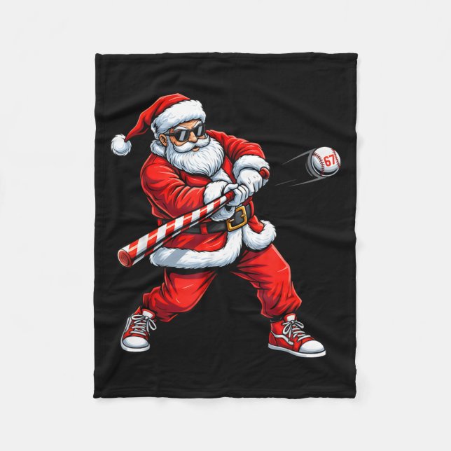 Christmas Baseball Player Santa Funny Xmas Boys Me Fleece Blanket (Front)