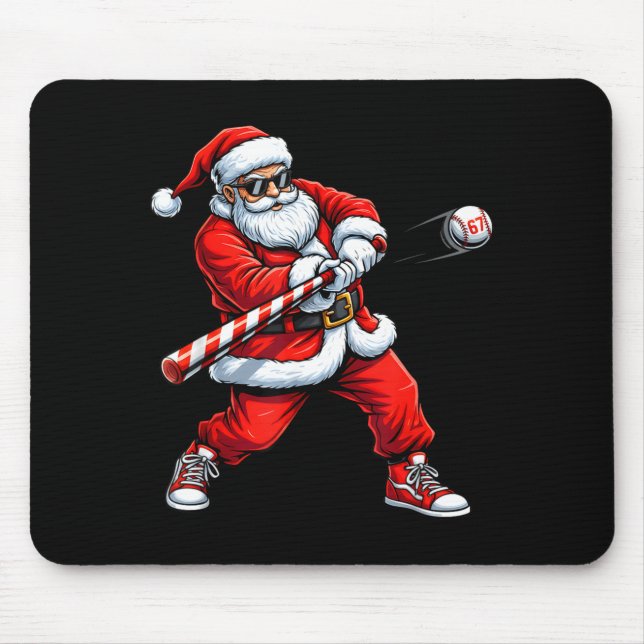 Christmas Baseball Player Santa Funny Xmas Boys Me Mouse Pad (Front)