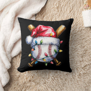 Christmas Baseball Player Santa Hat Cushion