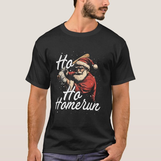 Christmas Baseball Player Xmas Catcher Pitcher San T-Shirt (Front)