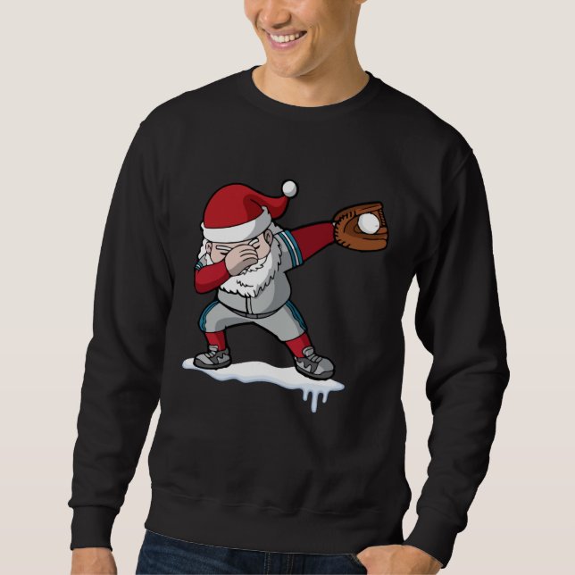 Christmas Baseball Santa Claus Quarterback Boys Ki Sweatshirt (Front)