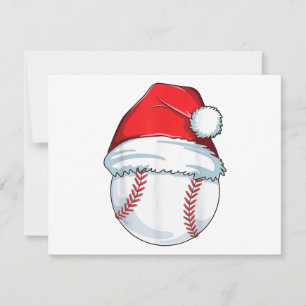 Christmas Baseball Santa Hat Ball Kids Boys Men Holiday Card
