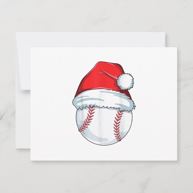 Christmas Baseball Santa Hat Ball Kids Boys Men RSVP Card (Front)