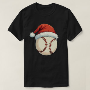 Christmas Baseball Santa Hat Funny Sport Xmas T-Shirt