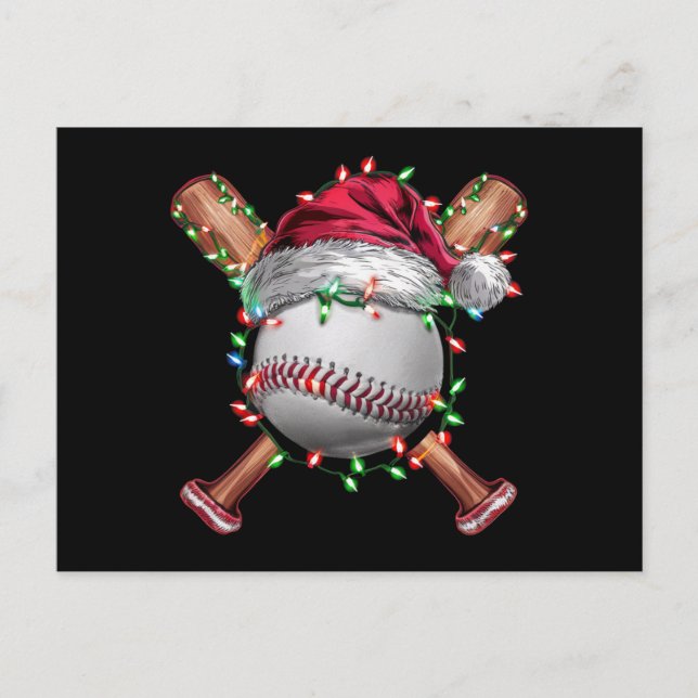 Christmas Baseball Santa Sports Xmas Holiday Postcard (Front)