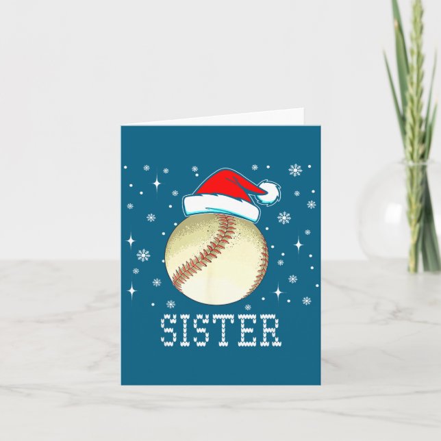Christmas Baseball Sister Xmas Santa Hat Kids Boys Card (Front)