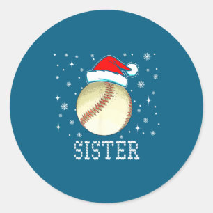 Christmas Baseball Sister Xmas Santa Hat Kids Boys Classic Round Sticker
