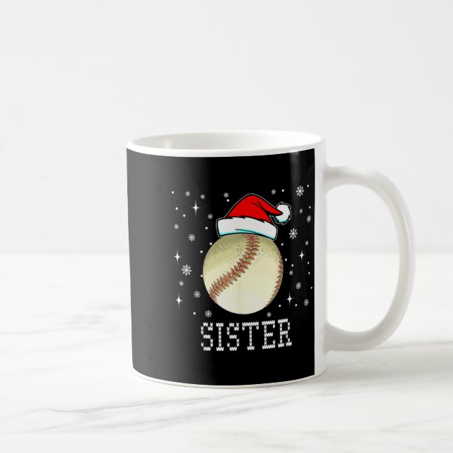Christmas Baseball Sister Xmas Santa Hat Kids Boys Coffee Mug (Right)