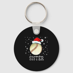 Christmas Baseball Sister Xmas Santa Hat Kids Boys Key Ring