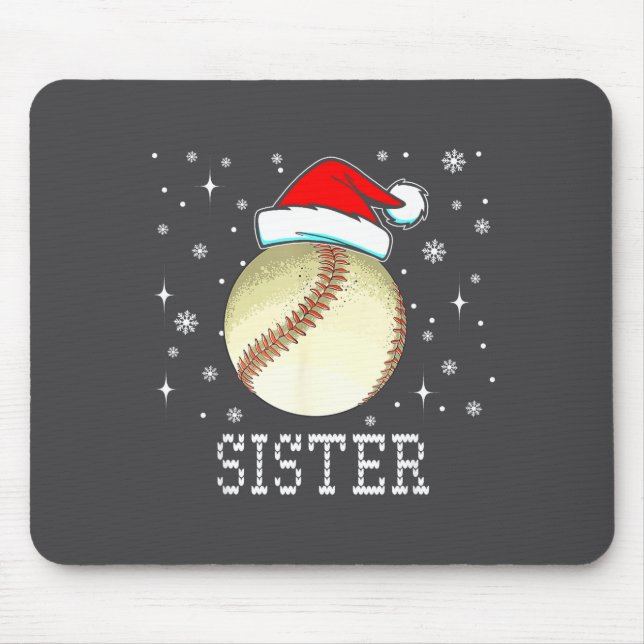 Christmas Baseball Sister Xmas Santa Hat Kids Boys Mouse Pad (Front)