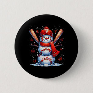 Christmas Baseball Snowman Boys Baseball Christmas 6 Cm Round Badge