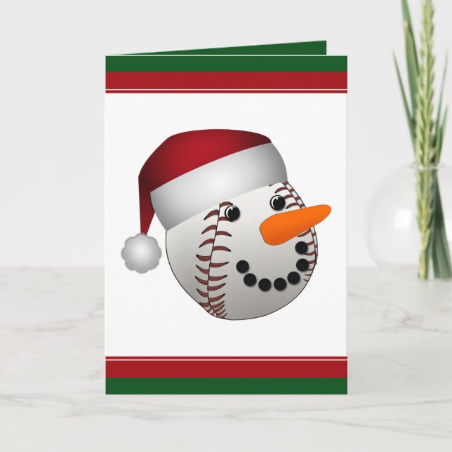 Christmas Baseball Snowman Holiday Card (Front)