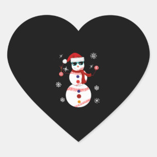 Christmas Baseball Snowman Santa Hat Gift  Heart Sticker