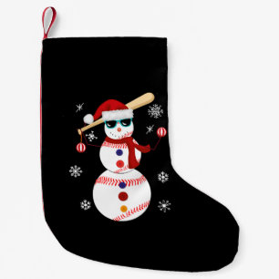 Christmas Baseball Snowman Santa Hat Gift Small Christmas Stocking