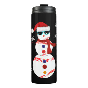 Christmas Baseball Snowman Santa Hat Gift  Thermal Tumbler