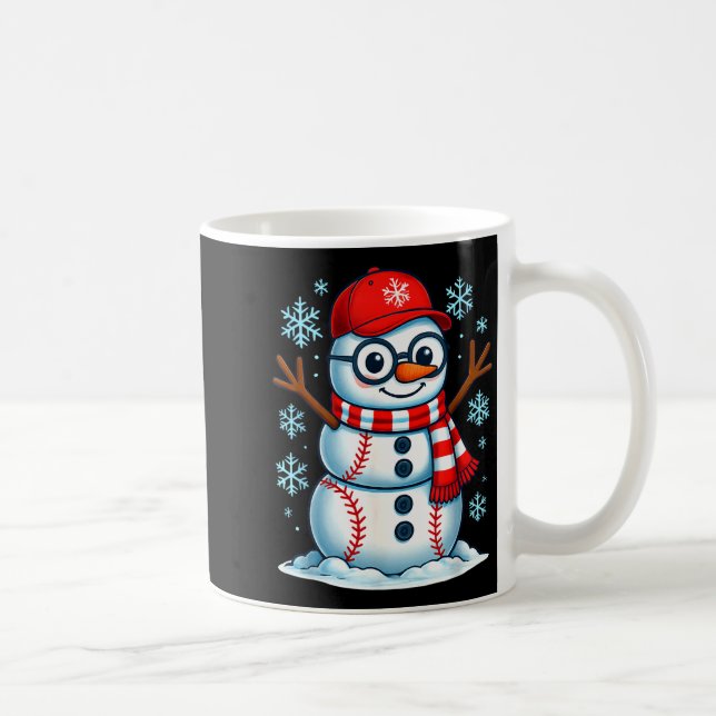 Christmas Baseball Snowman Xmas Pajamas Women Men  Coffee Mug (Right)