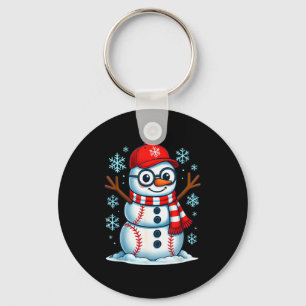 Christmas Baseball Snowman Xmas Pajamas Women Men  Key Ring