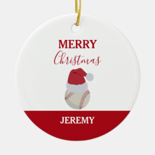 Christmas Baseball Sports Ball Custom Name Ceramic Ornament