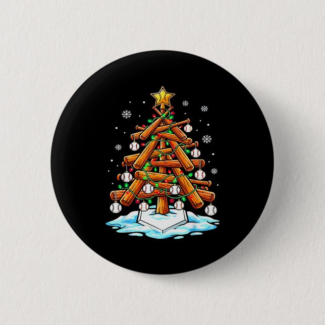 Christmas Baseball Tree Lights Xmas  6 Cm Round Badge (Front)