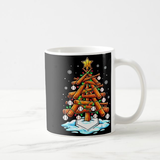 Christmas Baseball Tree Lights Xmas  Coffee Mug (Right)