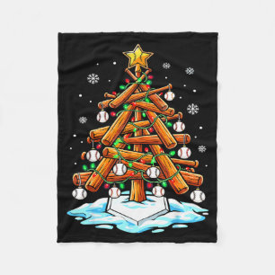 Christmas Baseball Tree Lights Xmas  Fleece Blanket