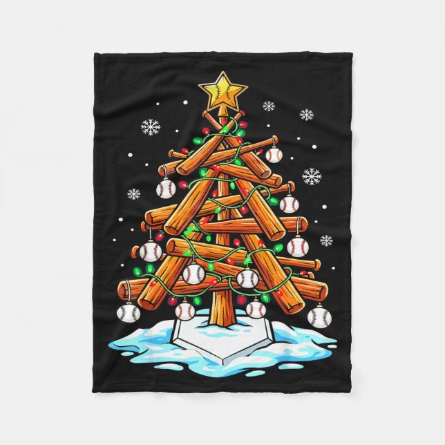 Christmas Baseball Tree Lights Xmas  Fleece Blanket (Front)