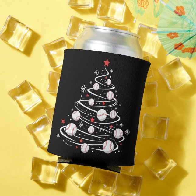 Christmas Baseball Tree Xmas Trees Baseball Lover  Can Cooler (In Situ Summer)