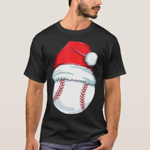 Christmas Baseball Xmas Santa Hat Ball Kids Boys M T-Shirt
