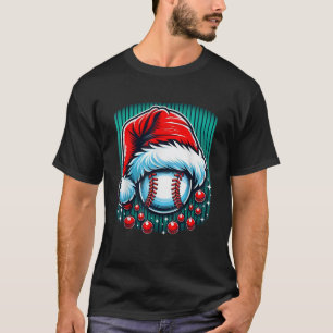 Christmas Baseball Xmas Santa Hat Ball T-Shirt