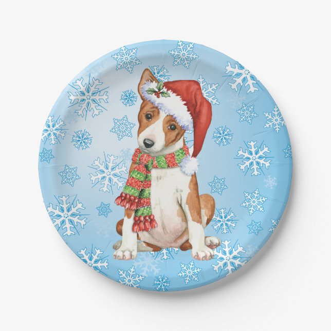 Christmas Basenji Paper Plate (Front)