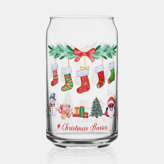 Christmas Basics 16 oz Can-Shaped Glass (Front)