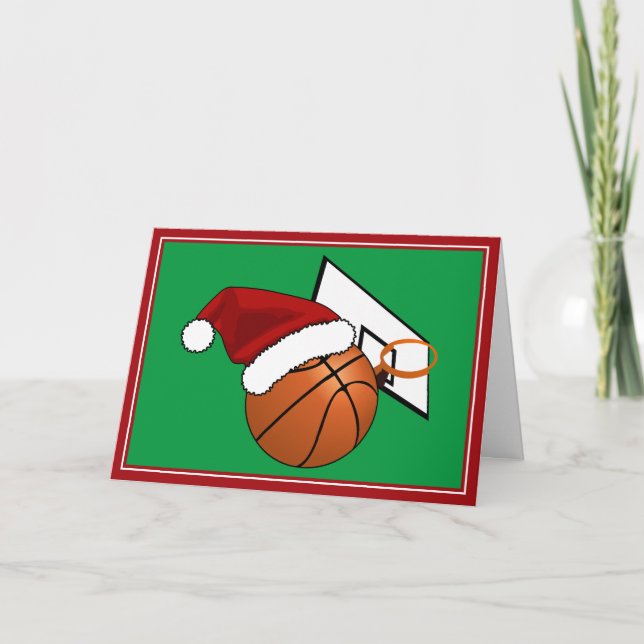 Christmas Basketball and Hoop Holiday Card (Front)