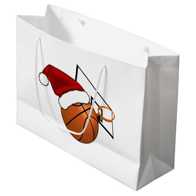 Christmas Basketball and Hoop Large Gift Bag (Front Angled)