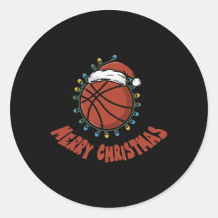 Christmas Basketball Ball Classic Round Sticker