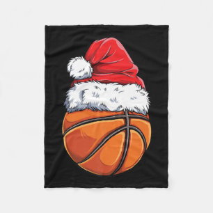 Christmas Basketball Ball Santa Hat Funny Sport Xm Fleece Blanket