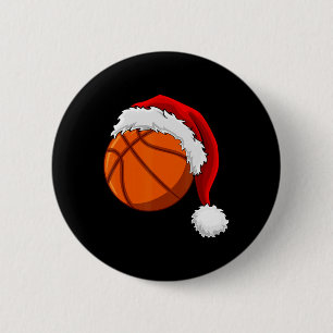Christmas Basketball Ball Santa Hat Men Boys Sport 6 Cm Round Badge