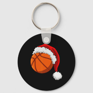 Christmas Basketball Ball Santa Hat Men Boys Sport Key Ring
