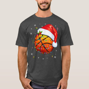 Christmas Basketball Ball Santa Hat Xmas Boys Men T-Shirt