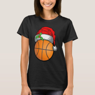 Christmas Basketball Ball Santa Hat Xmas Sport For T-Shirt