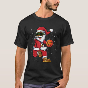 Christmas Basketball Black African American Santa T-Shirt