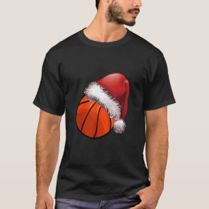 Christmas basketball For Kids Men Ball Santa Pajam T-Shirt