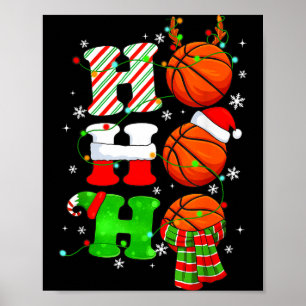 Christmas Basketball Funny Ho Santa Faith Design Poster