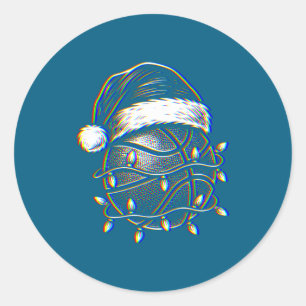 Christmas Basketball Glitch Edm Rave Classic Round Sticker