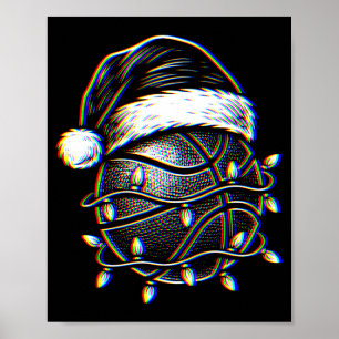 Christmas Basketball Glitch Edm Rave Faith Design Poster