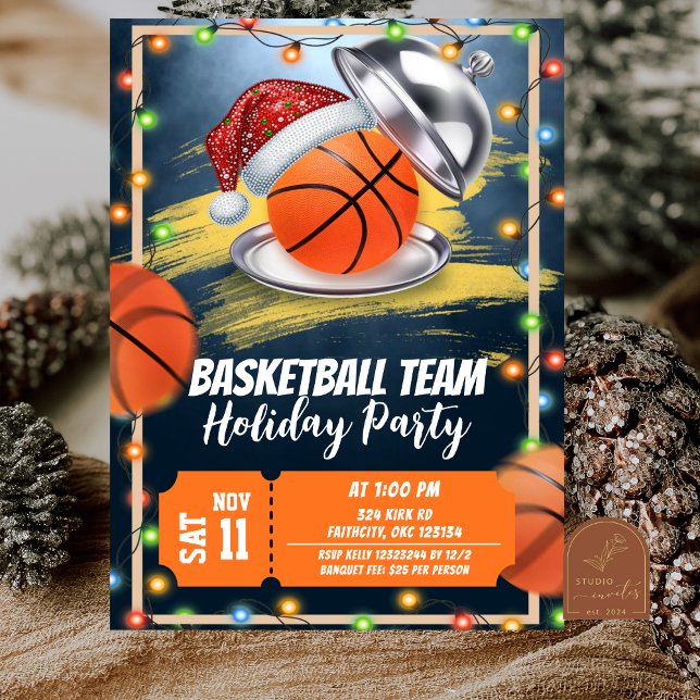 Christmas Basketball Holiday Party Invitation (Creator Uploaded)