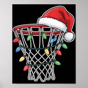 Christmas Basketball Hoop Festive Holiday Xmas Tan Poster