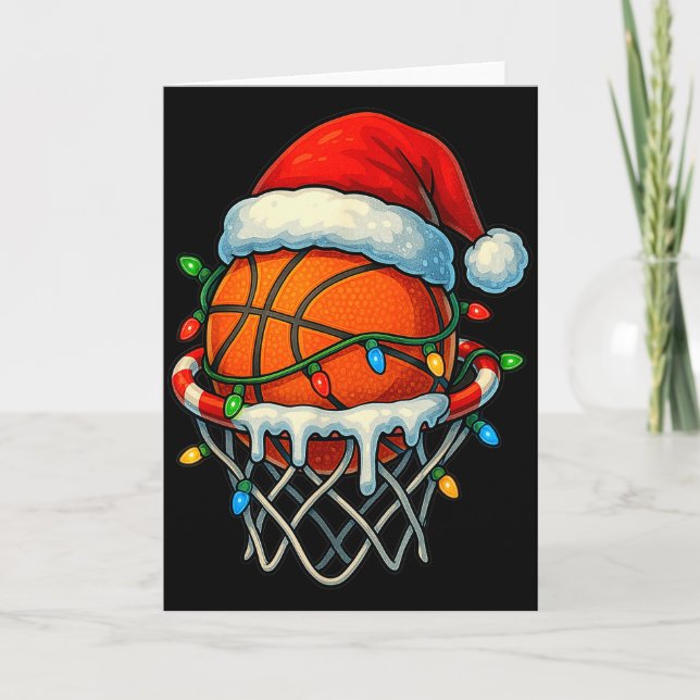 Christmas Basketball Ice Cream Drip For Boys Kids  Card (Front)