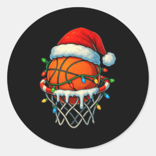 Christmas Basketball Ice Cream Drip For Boys Kids Classic Round Sticker